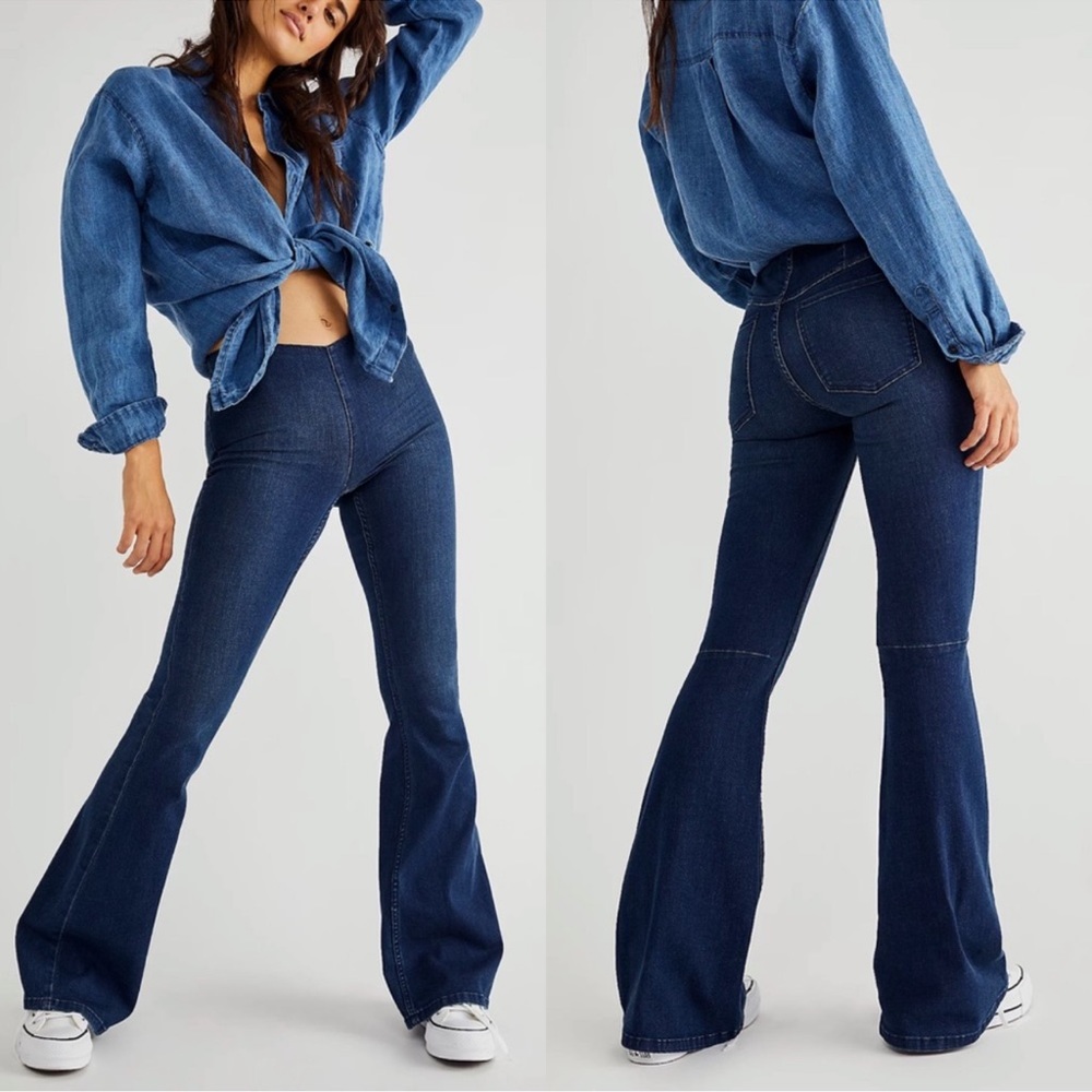 Free People We The Free Penny Pull-On Flare Rich Blue Size 28